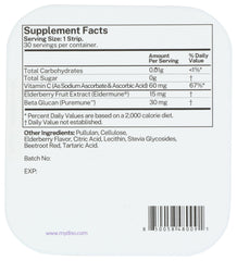 DISO Vitamin C strips elderberry close-up of dissolvable texture and flavor