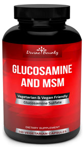 Divine Bounty glucosamine bottle showing 2000mg per serving for joint support.