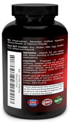 Divine Bounty vitamin K2 D3 label highlights MK4 MK7 and D3 benefits