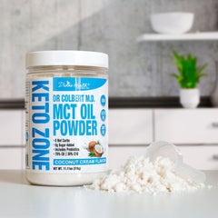 Divine Health Keto Zone MCT Powder coffee mix, creamy keto-ready beverage.