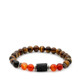 Divine Hindu Tiger Eye Bracelet Leo close-up illustrates focus and confidence during meditation.