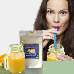 Divine Organics Maca Powder bag emphasizes resealable packaging for freshness.