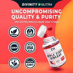 Divinity Nutra ACV Gummies close-up showing Mother and natural texture.