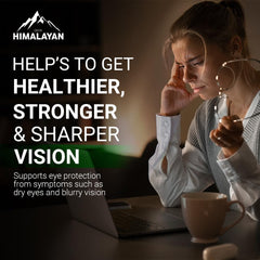 Divya Himalayan vision support capsules on a daily-use container for macular health