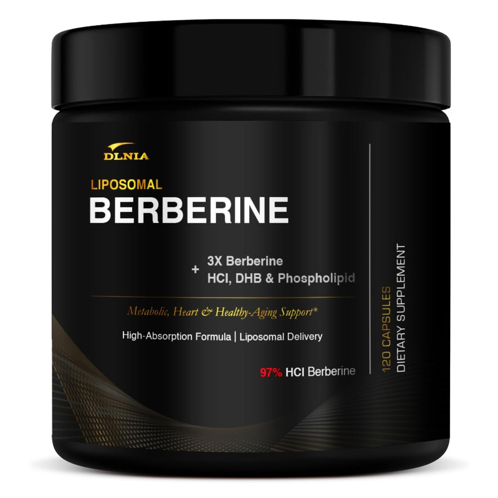 DLNIA Liposomal Berberine bottle front for easy daily metabolic support