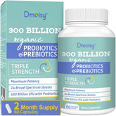 Dmeisy Probiotics bottle front view showing two-month supply for daily gut balance.