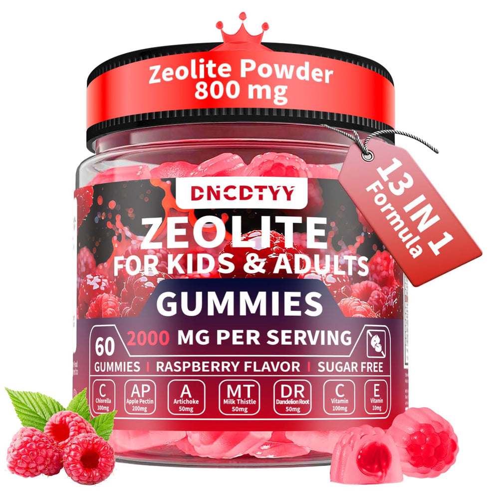 DNCDTYY Zeolite Detox kids gummies raspberry bottle for convenient daily gut support