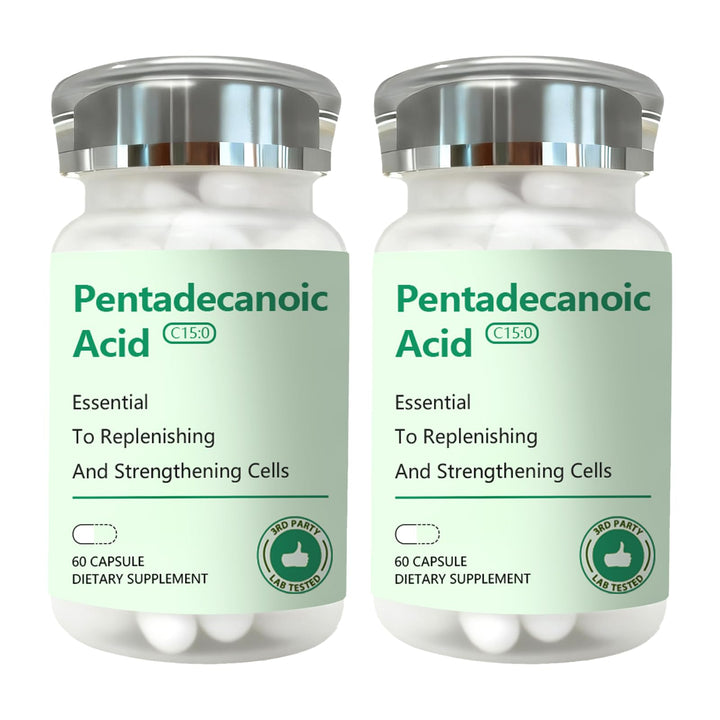 DNOUHN pentadecanoic acid bottle pouring for convenient daily support.