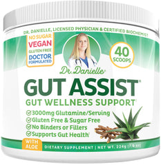 Doctor Danielle Gut Assist bottle close-up for daily gut support.