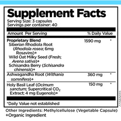 Ingredients card featuring withanolides and adaptogenic herbs for daily balance