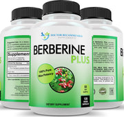 Doctor Recommended Supplements Berberine Plus bottle shows 1200 mg potency for daily use.