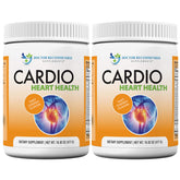 DOCTOR RECOMMENDED SUPPLEMENTS Cardio Heart Health powder bottle close-up for blood flow support.