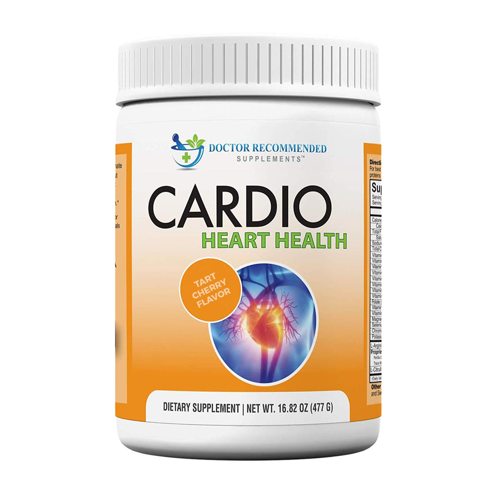 DOCTOR RECOMMENDED SUPPLEMENTS Cardio Heart Health powder bottle – supports nitric oxide balance.
