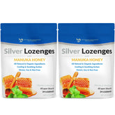DOCTOR RECOMMENDED SUPPLEMENTS Silver Lozenges packaging featuring Manuka honey and mint flavor for immune-friendly soothing.