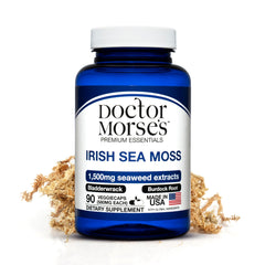 Doctor Morse's Irish Sea Moss capsules bottle on a shelf for daily wellness support