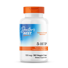 Doctors Best 5-HTP bottle cap closeup illustrating premium formulation for mood support