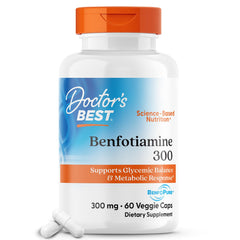 Doctor's Best Benfotiamine 300 bottle highlighting high-bioavailability thiamine for metabolism