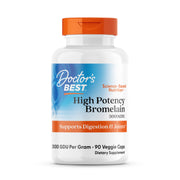 Doctor's Best Bromelain capsule closeup highlighting high potency digestive enzyme.