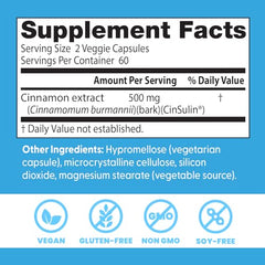 Front label of Doctor's Best Cinnamon CinSulin emphasizing antioxidants