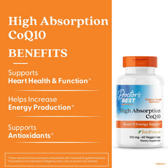 Botella de Doctor's BEST CoQ10 con 60 cápsulas para salud cardíaca