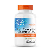 Doctor's Best CoQ10 Plus PQQ bottle highlights high absorption for daily energy.
