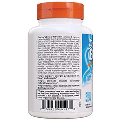 Serving size guide for Doctor's Best D-Ribose showing five capsules.