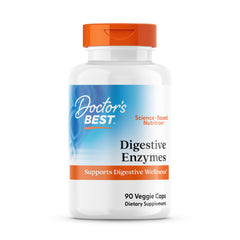 Doctor's Best Digestive Enzymes bottle front view, non-GMO vegetarian formula for digestive support.
