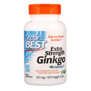 Doctor's Best Ginkgo extra strength bottle highlighting premium extract for mental function support
