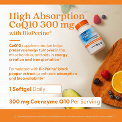 Doctor's Best High Absorption CoQ10 bioperine ingredient close-up boosts absorption.