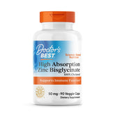 Doctors Best high absorption zinc bisglycinate bottle for immune support and daily wellness.