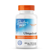 Doctors Best Kaneka Ubiquinol 200 mg softgel bottle for daily antioxidant support.