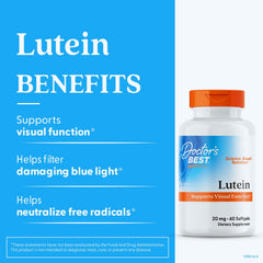 Doctor's Best Lutein bottle with glass representing visual wellness