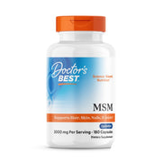 Doctors Best MSM bottle closeup highlighting purified MSM for joint comfort potential