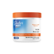 Doctor's Best MSM powder jar showing the premium OptiMSM formula for joint support.
