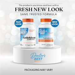 Doctor's BEST nattokinase capsules shown for vegan non-GMO daily use