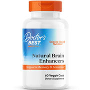 Doctors Best Natural Brain Enhancers bottle label highlights vegan formula for cognitive support