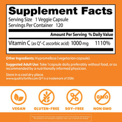 Doctor's Best Vitamin C Q-C veggie caps provide vegan, gluten-free daily wellness support.