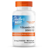 Doctor's Best Vitamin D3 1000 IU softgel bottle supports bone health and immune function.