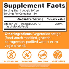 Doctor's Best Vitamin D3 label highlighting non-GMO and vegetarian formula