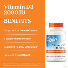 Closeup of Doctor's Best Vitamin D3 softgels for easy daily intake