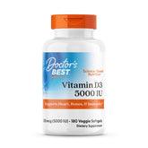 Doctor's Best Vitamin D3 5000 IU bottle highlights daily bone support.