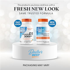 Doctor's Best Vitamin D3 5000 IU softgels offer easy daily immune support.