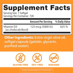 Pouring Doctor's Best Vitamin D3 5000 IU bottle demonstrates easy daily dosing