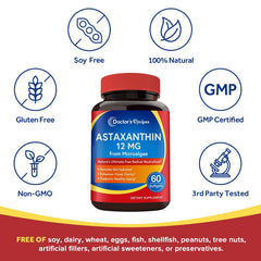 Doctor's Recipes Astaxanthin made-in-usa emblem signals quality and GMP manufacturing.