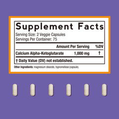 Doctor's Recipes Calcium AKG capsules close-up highlighting high bioavailability.