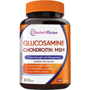 Doctor's Recipes glucosamine tablets bottle promotes everyday mobility.