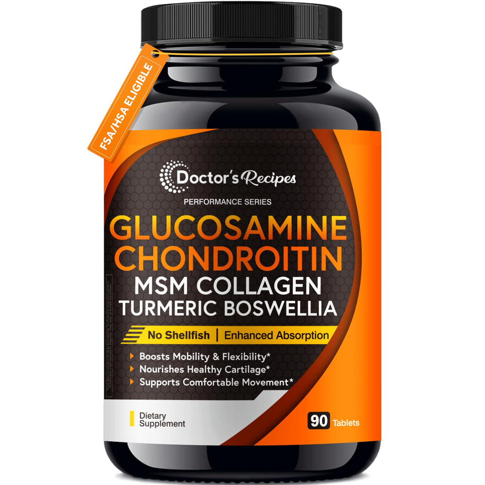Doctor's Recipes Glucosamine Chondroitin MSM Turmeric bottle — high absorption formula