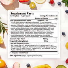 Doctor's Recipes Probiotics label close-up highlighting delayed-release capsules.