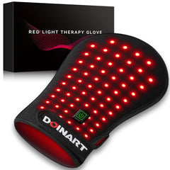 Doinart red light hand glove viewed from top, soothing warmth for daily tasks
