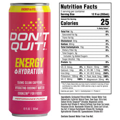 Pouring DON’T Quit bottle reveals refreshing coconut water hydration.